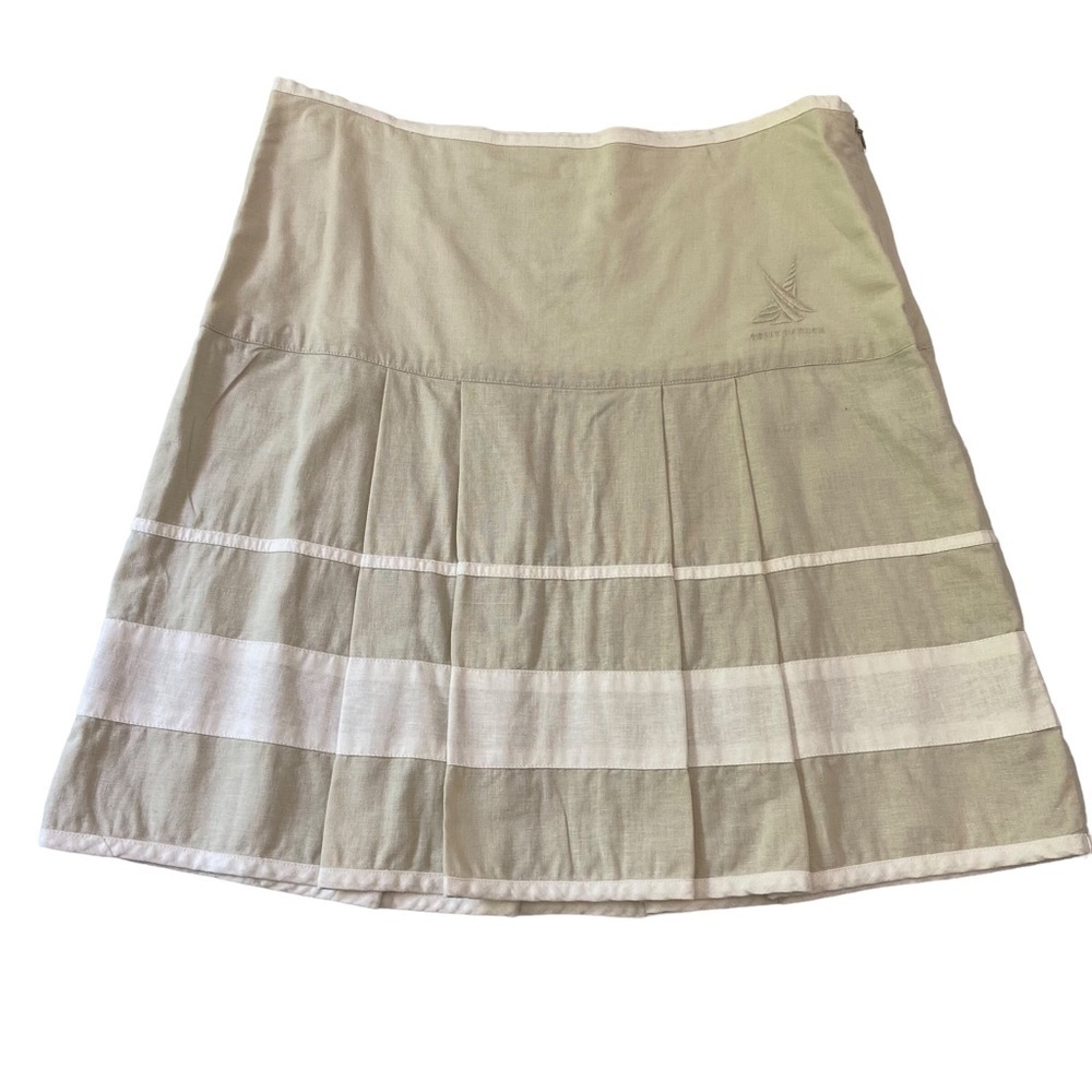 HELLY Hansen A line pleated skirt beige beige ecru cotton linen blend in Large